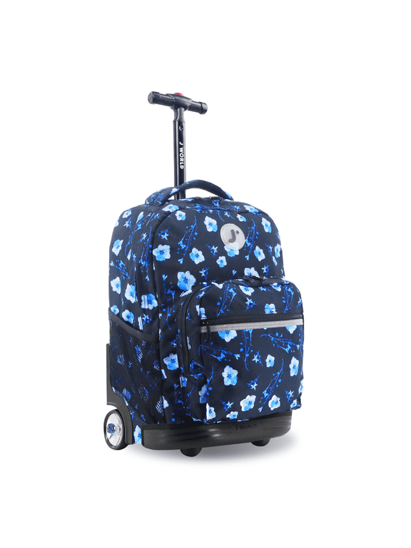 J World Girls Sunrise 18" Rolling Backpack for School and Travel, Night Bloom