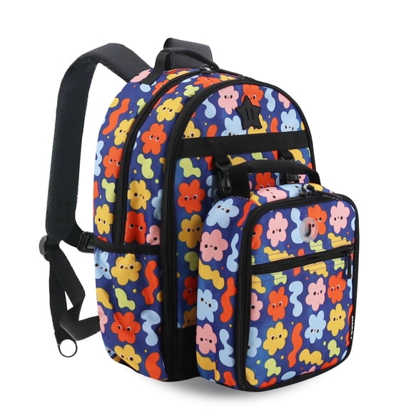 J World Girls and Boys Duet 16" Backpack With Detachable Lunch Box For School, Baby Cloud