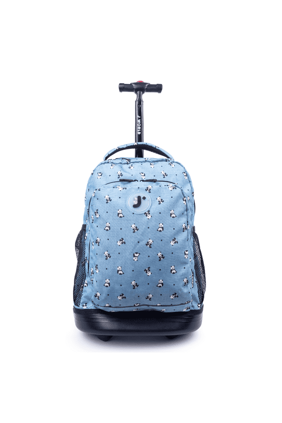 J World Boys and Girls Sunny 17" Kids Rolling Backpack for School and Travel, Panda