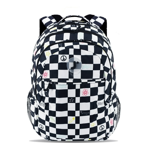 J World Boys and Girls Cornelia 18" Multi Compartment Laptop Backpack for School and Travel, Icon Checkers