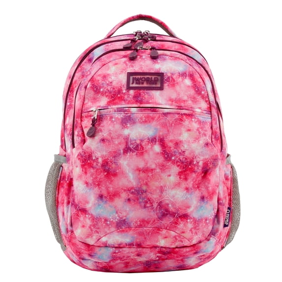 J World Boys and Girls Cornelia 18" Multi Compartment Laptop Backpack for School and Travel, Purple Galaxy