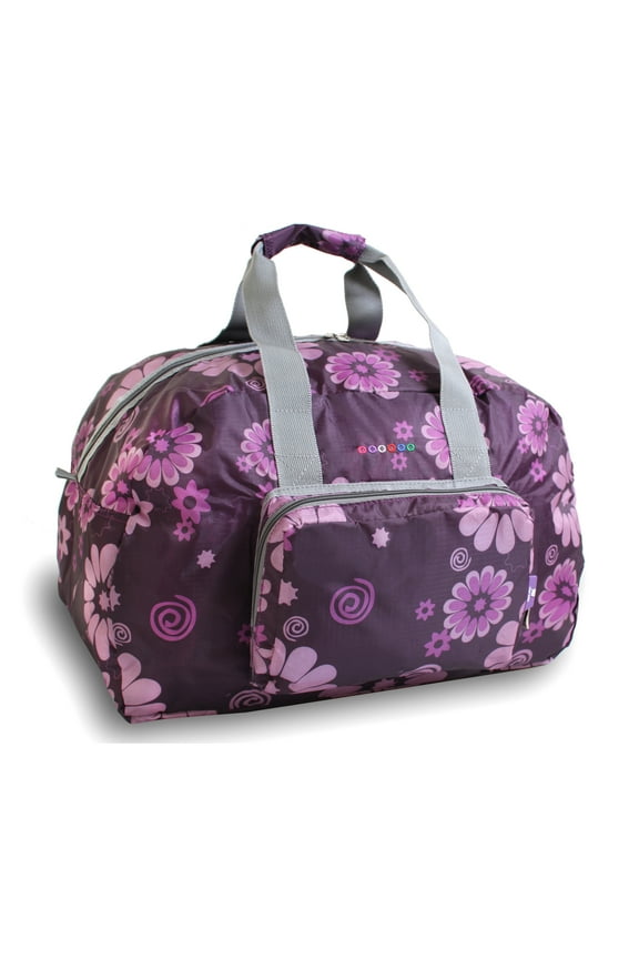 J World Purple Flower Buena Foldable 19-inch Carry-on Duffel Bag