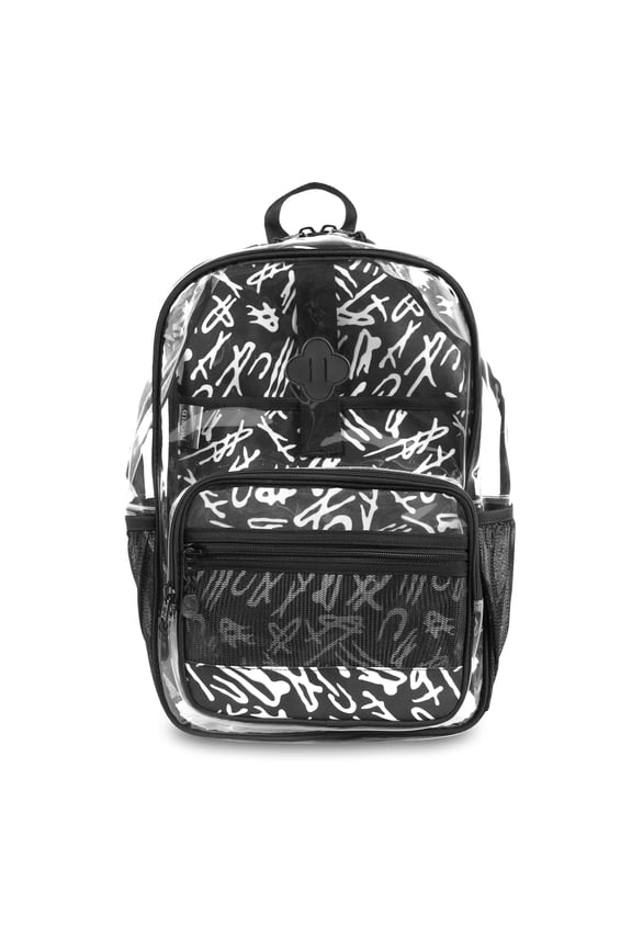 J World Unisex Clear 17" Laptop Backpack, Script