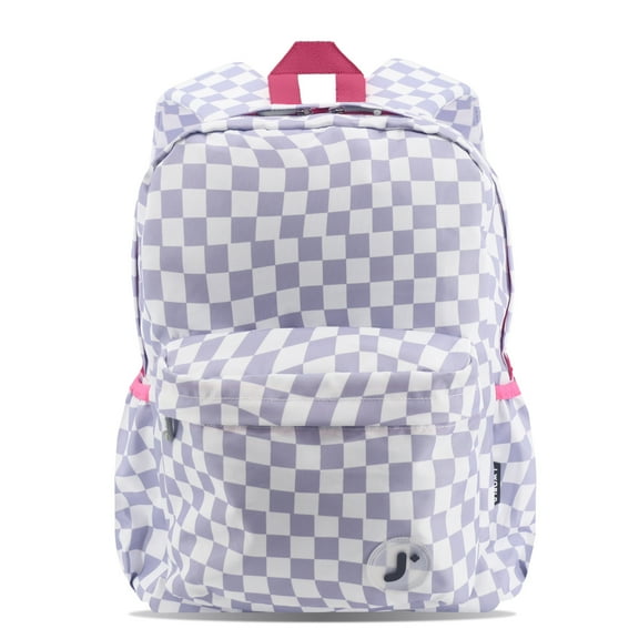 J World Unisex Oz 17" Daily Backpack For School And Travel, Lavender Checkers