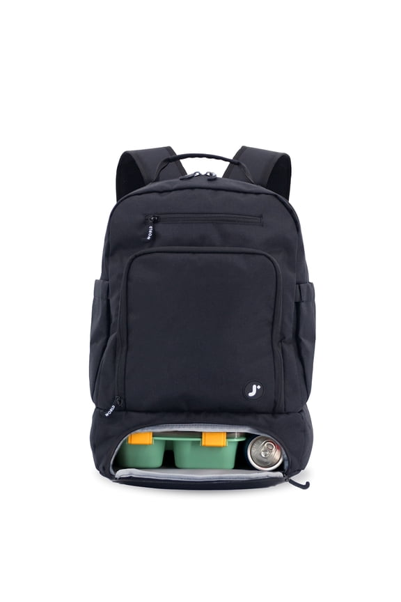 J World Unisex Packmate 2 in 1 Backpack With Built-in Lunch Bag, Black