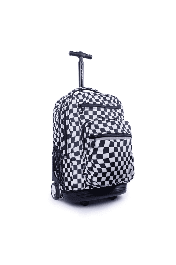 J World Unisex Sundance 20" Rolling Backpack With Laptop Sleeve For School And Travel, Wavy Checkers
