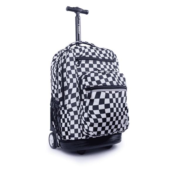 J World Unisex Sundance 20" Rolling Backpack With Laptop Sleeve For School And Travel, Wavy Checkers