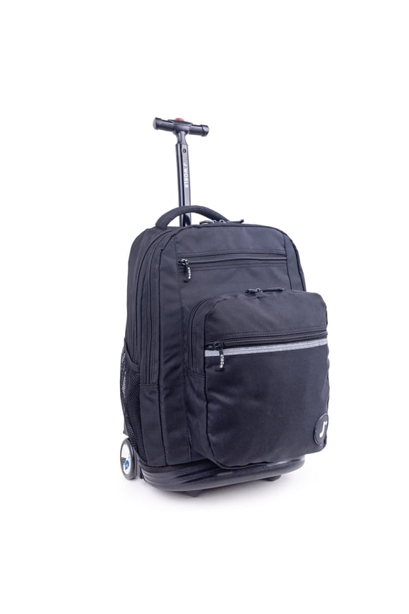 J World Unisex Sundance 20" Rolling Backpack with Laptop Sleeve for School and Travel, Black