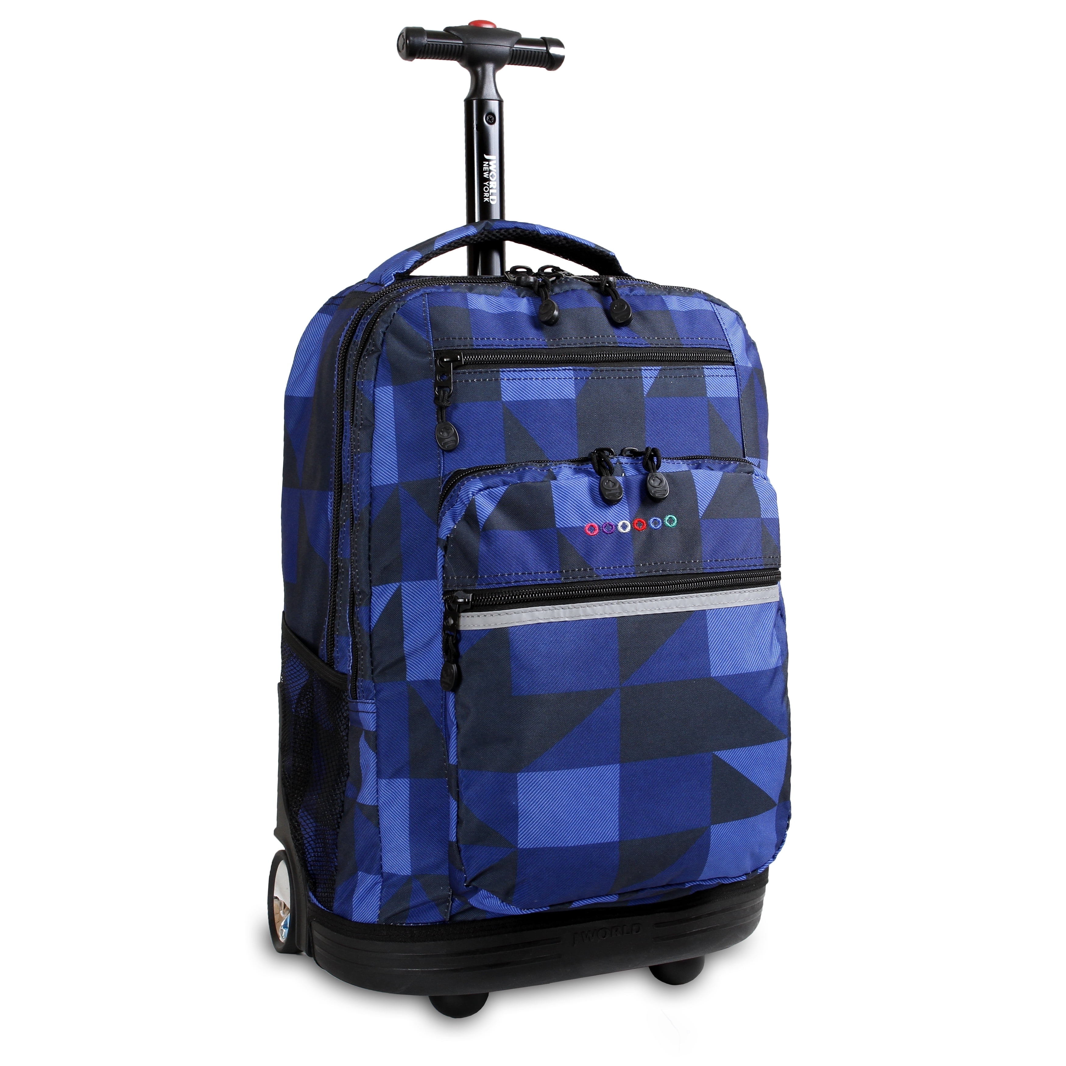 J World Unisex Sundance 20" Rolling Backpack with Laptop Sleeve for School and Travel, Block Navy
