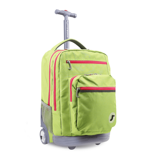 J World Unisex Sundance 20" Rolling Backpack with Laptop Sleeve for School and Travel, Celery