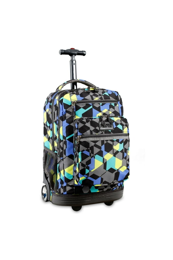 J World Unisex Sundance 20" Rolling Backpack with Laptop Sleeve for School and Travel, Cubes