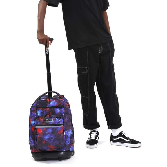 J World Unisex Sundance 20" Rolling Backpack with Laptop Sleeve for School and Travel, Galaxy