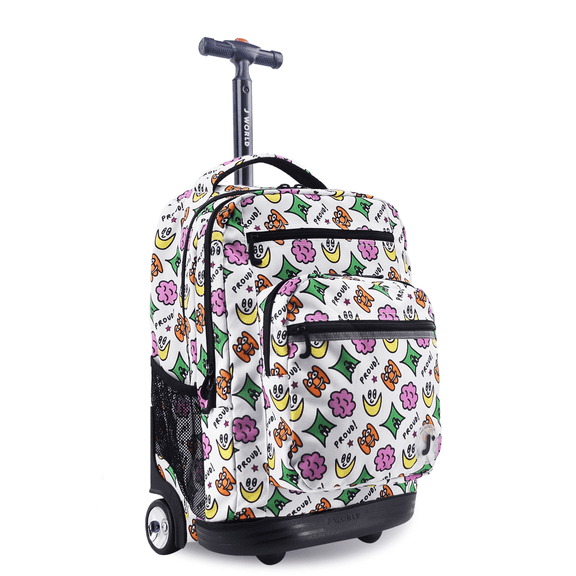 J World Unisex Sundance 20" Rolling Backpack with Laptop Sleeve for School and Travel, Proud
