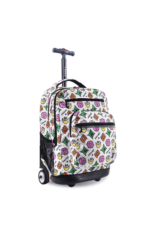 J World Unisex Sundance 20" Rolling Backpack with Laptop Sleeve for School and Travel, Proud