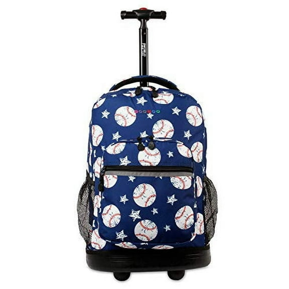 J World Unisex Sunrise 18" Rolling Backpack For School And Travel, Baseball