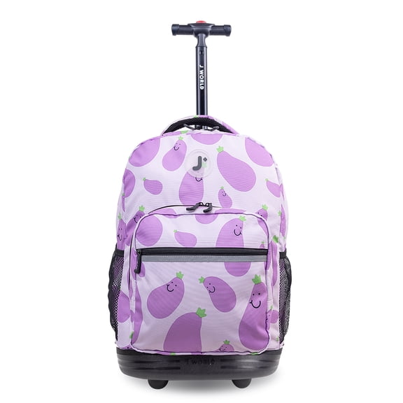 J World Unisex Sunrise 18" Rolling Backpack For School And Travel, MR Eggplant