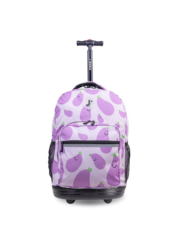 J World Unisex Sunrise 18" Rolling Backpack For School And Travel, MR Eggplant