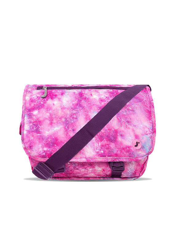 J World Unisex Terry 15" Messenger Bag For School And Travel, Purple Galaxy