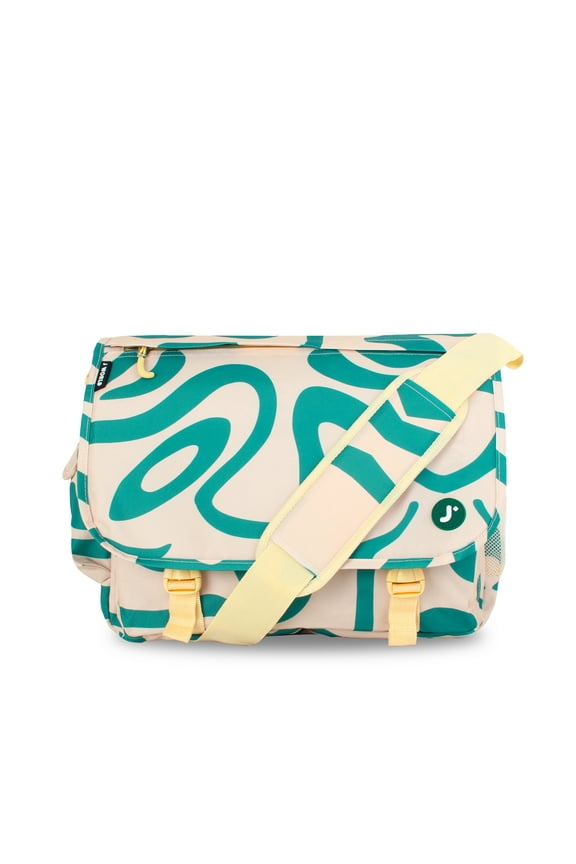 J World Unisex Thomas 16" Messenger Bag With Laptop Sleeve For School And Travel, Green Swirl