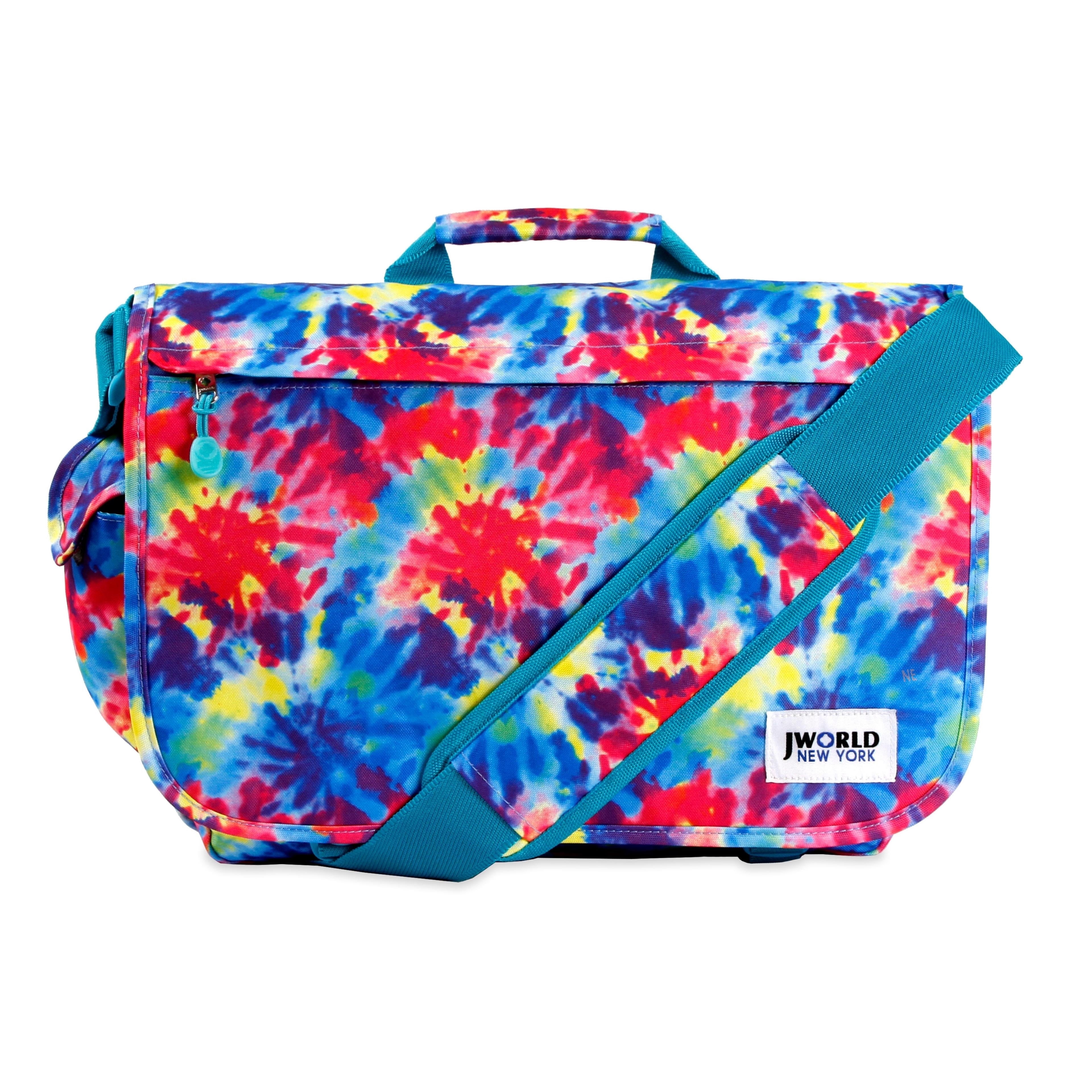 J World Unisex Thomas 16" Messenger Bag With Laptop Sleeve For School And Travel, Tie Dye