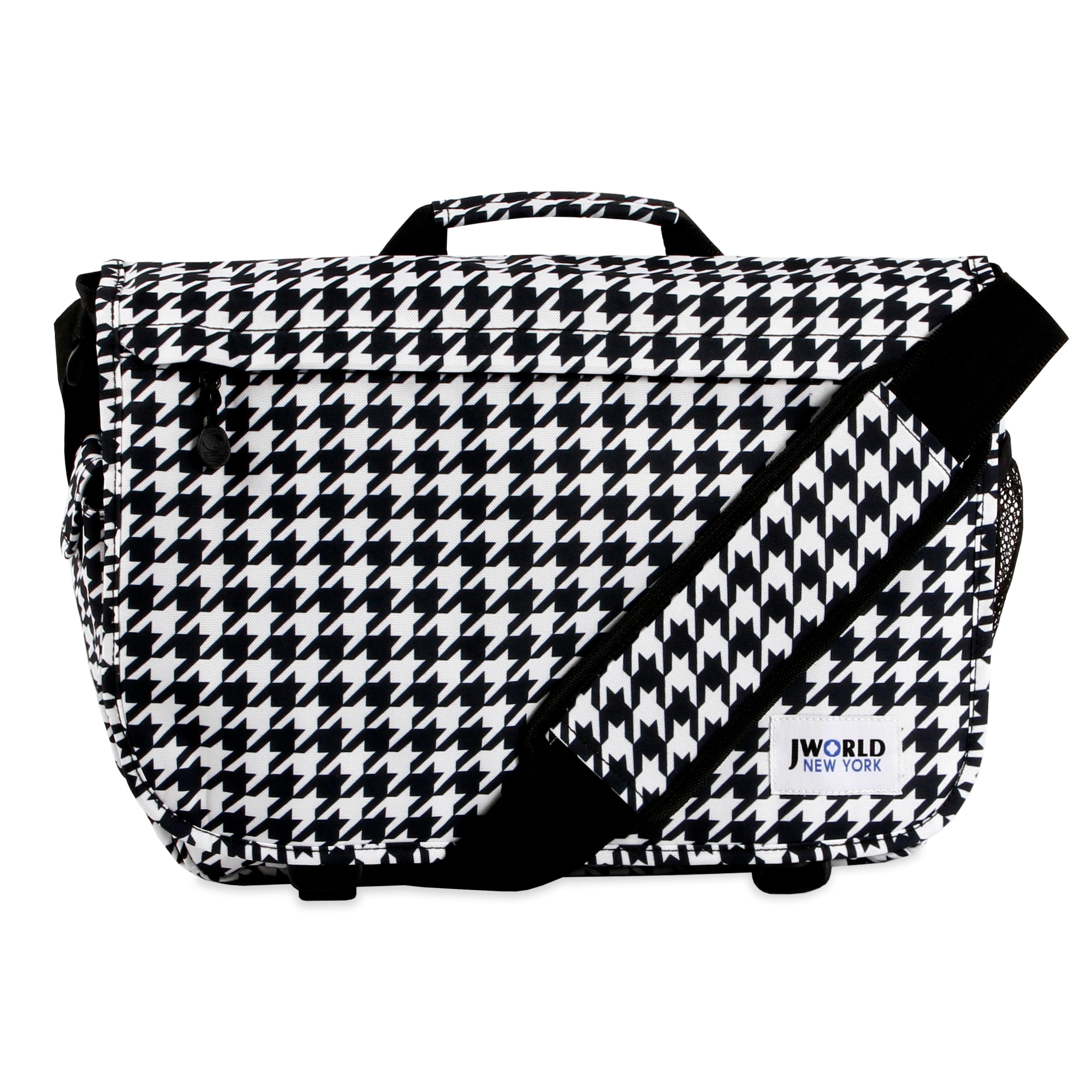 J World Unisex Thomas 16" Messenger Bag With Laptop Sleeve for School and Travel, Houndstooth