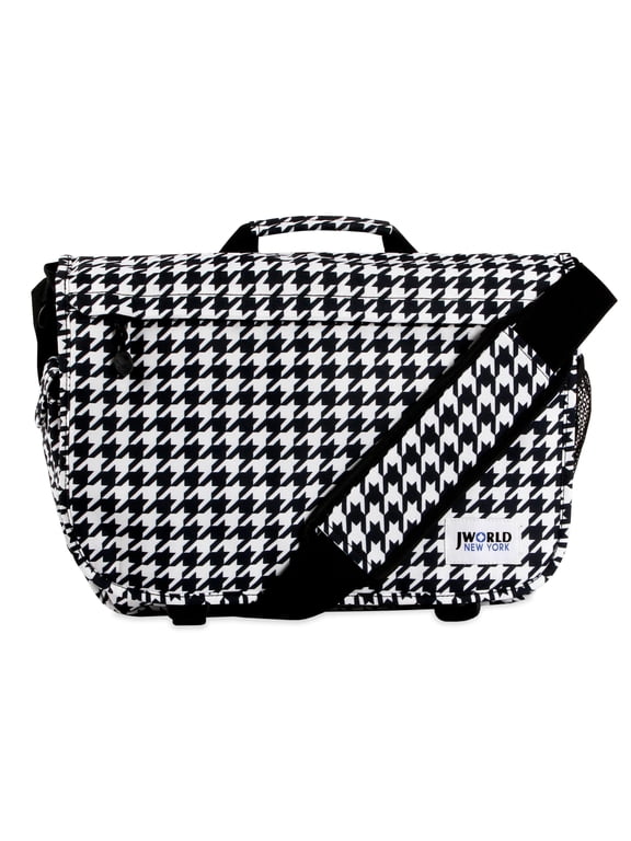 J World Unisex Thomas 16" Messenger Bag With Laptop Sleeve for School and Travel, Houndstooth