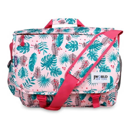 J World New York J World Women'S Thomas 16" Messenger Bag With Laptop Sleeve For School And Travel, Palm Leaves