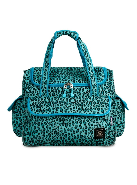 J World Womens Donna Rolling Carry-on Tote with Laptop Sleeve for Travel and Work, Mint Leopard