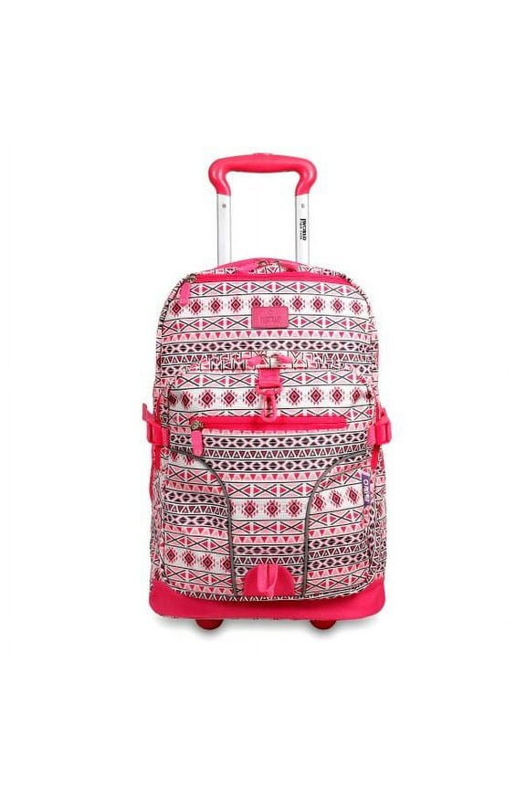 J World Womens Lunar 19.5" Multi-Purpose Lapotop Rolling Backpack for School and Travel, Skandi Pink