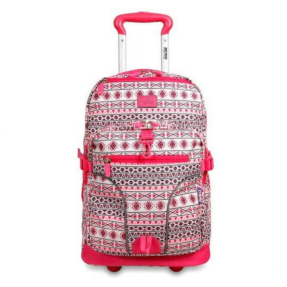 J World Womens Lunar 19.5" Multi-Purpose Lapotop Rolling Backpack for School and Travel, Skandi Pink