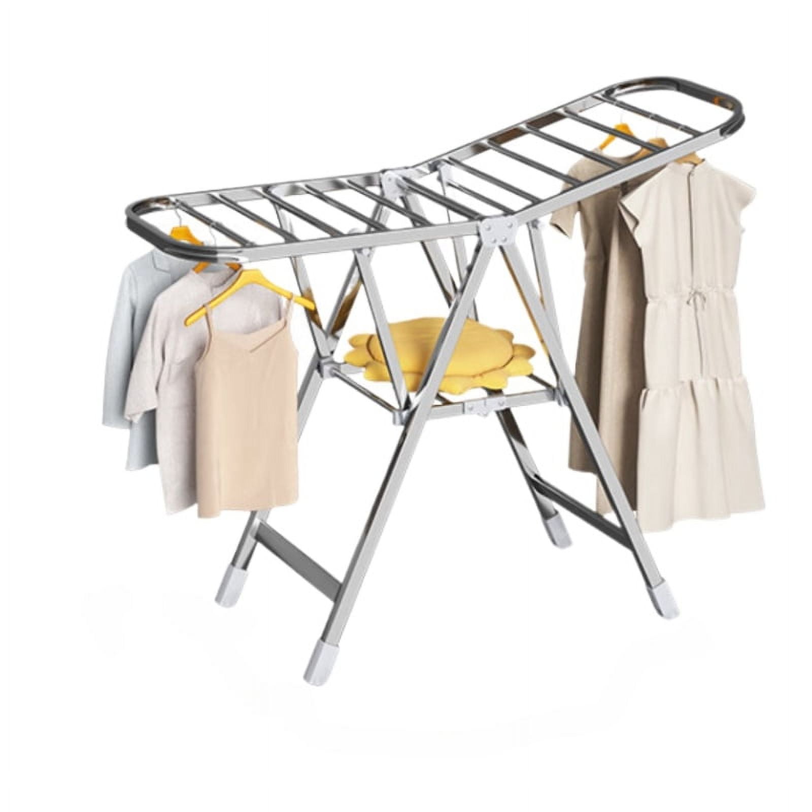 J.ZAO Heavy Duty Gullwing Foldable Drying Rack, HeightAdjustable, Wheeled, Stainless Steel