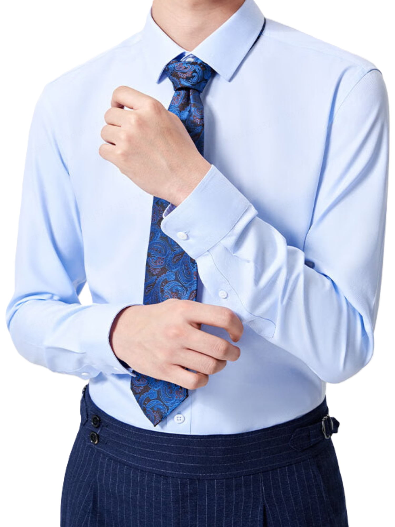 J.ZAO Men's No Iron Long Sleeve Dress Shirt, 100 Premium 200 Count