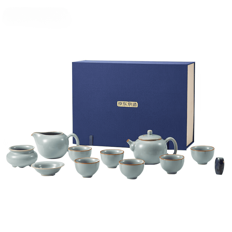 J.ZAO Tea Set for 6, Kiln Altered Glaze Porcelain Tea Set