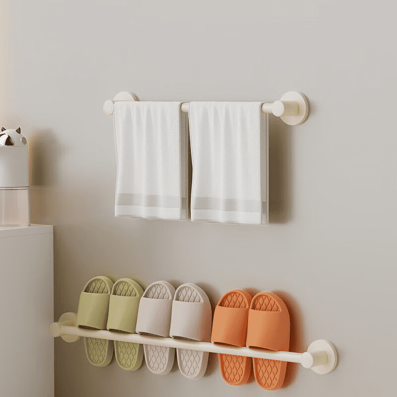 J.ZAO Towel and Slipper Rack 11.81 inch, No Drill Stick On Towel Rack,Multifunctional Space