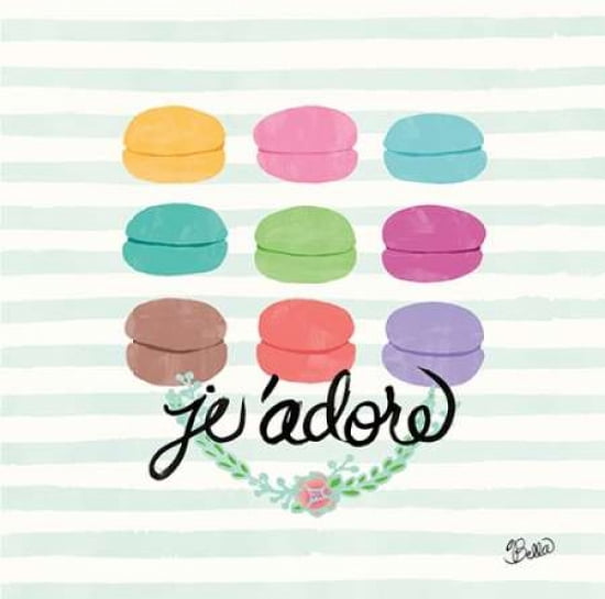 J adore Macarons Canvas Art - Studio Bella (24 x 24)