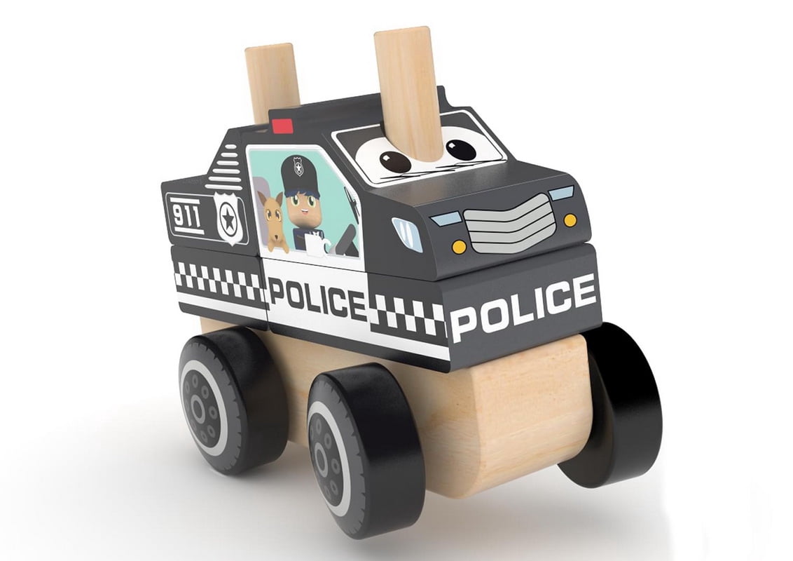 Jadore Police Car Wooden Stacking Toy