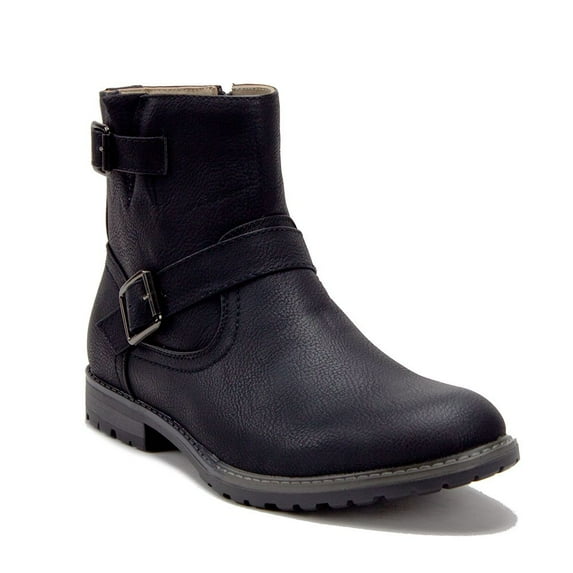 J'aime Aldo Men's 28931 Tall Belted Round Toe Moto Zipped Riding Boots, Black Nuboc, 11