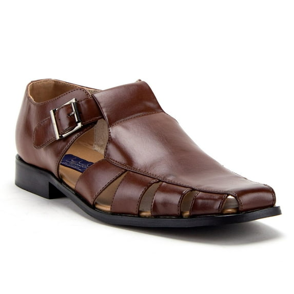 J'aime Aldo Men's 44390 Vented Closed Toe Dress Fisherman Sandals Shoes, Cognac, 10.5