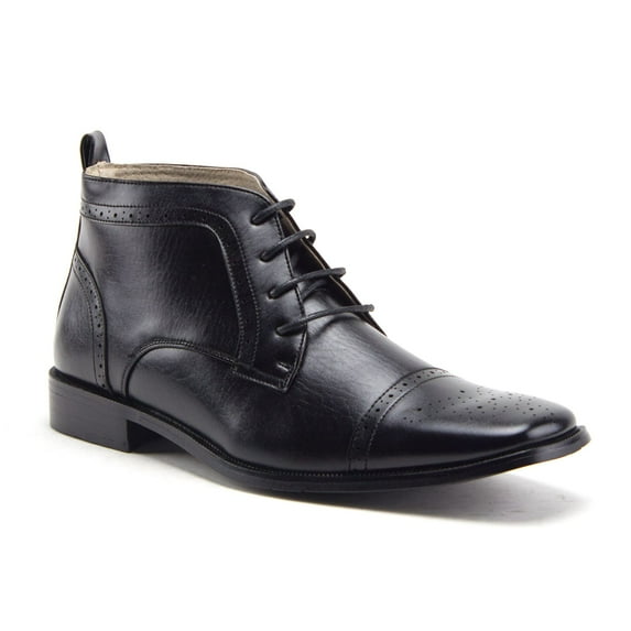 J'aime Aldo Men's 49903 Leather Lined Ankle High Perforated Lace Up Dress Boots, Black, 10