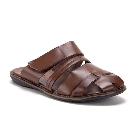 J'aime Aldo Men's 57688 Leather Lined Closed Toe Gladiator Slip On Sandals, Pecan, 12