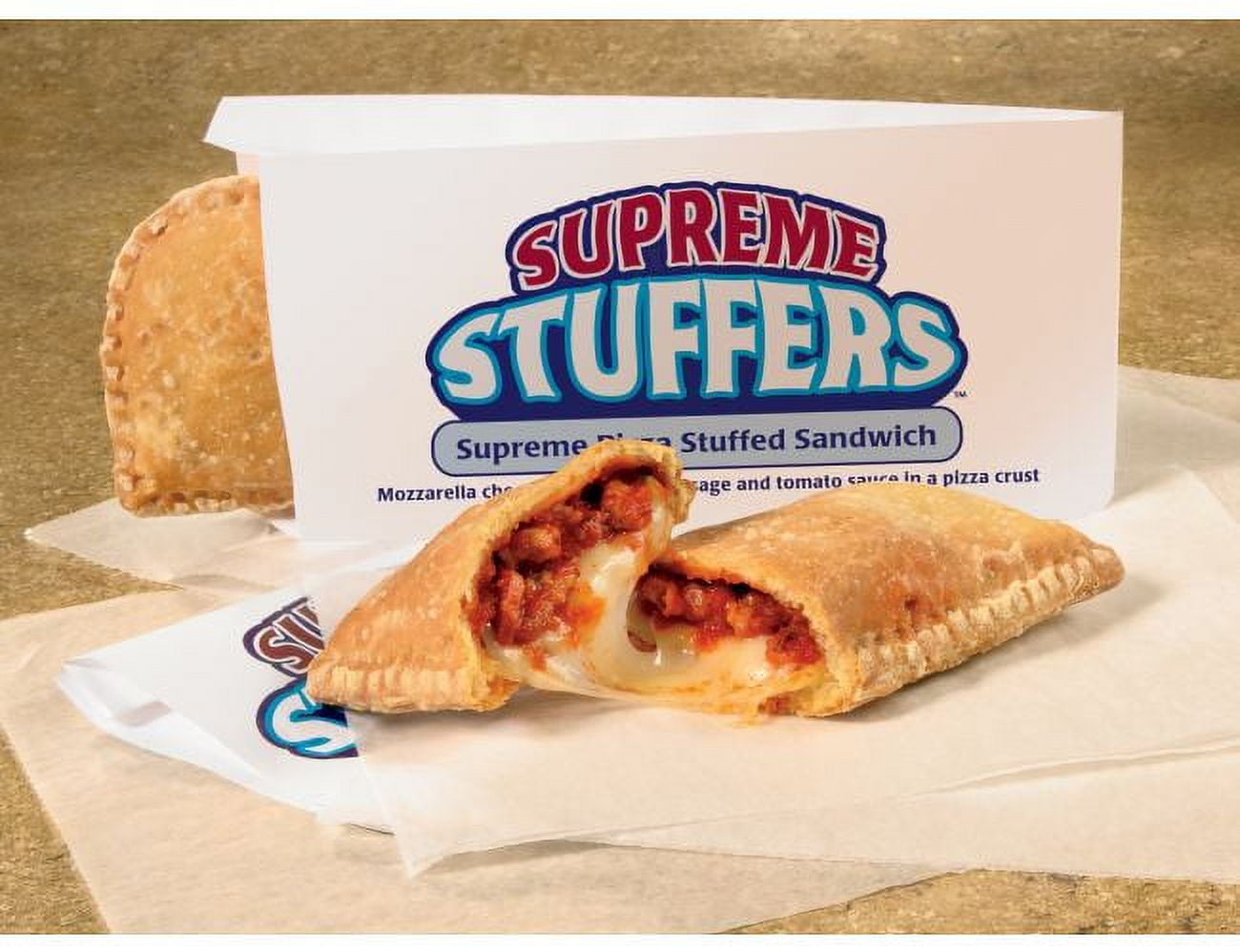 J and J Snack Supreme Stuffers Pizza with Serving Sleeve, 5 ounce - 48 per case