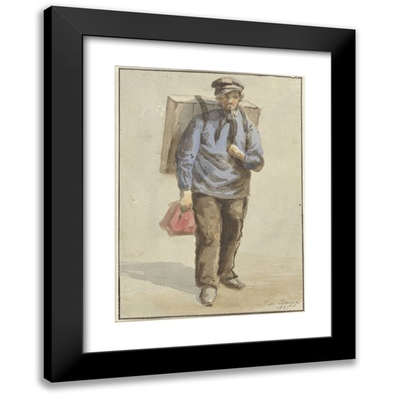 J. de Kruyff 11x14 Black Modern Framed Museum Art Print Titled - Portrait of Gerrit Van Schoorl (1837)