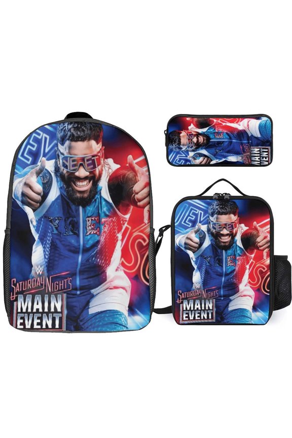 J-ey W-W-ES U-SO 3 Pcs Backpack Set With Lunch Bag And Pencil Case Casual Bookbag Lunch Box Pencil Box