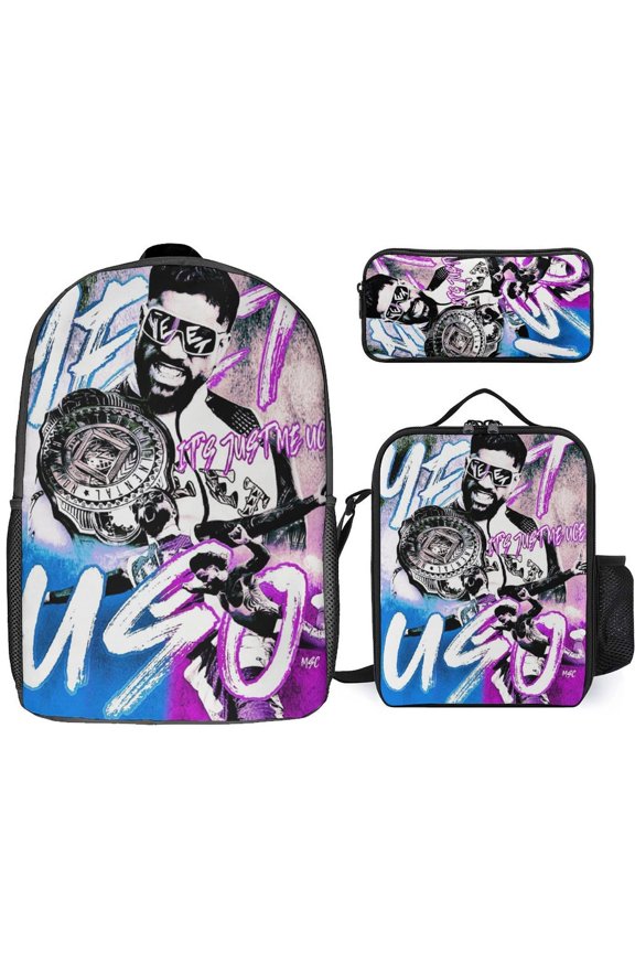 J-ey W-W-ES U-SO 3 Pcs Backpack Set With Lunch Bag And Pencil Case Casual Bookbag Lunch Box Pencil Box