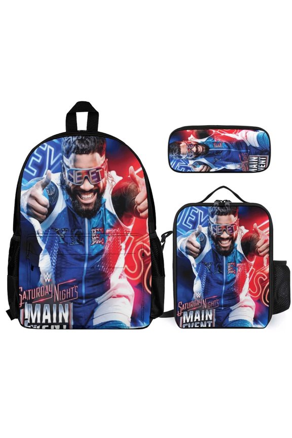 J-ey W-W-ES U-SO 3 Pcs Backpack Set With Lunch Bag And Pencil Case Casual Bookbag Lunch Box Pencil Box