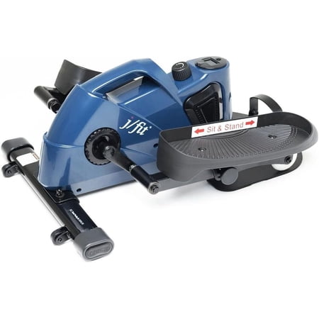JFIT Under Desk and Stand Up Mini Elliptical/Stepper w/Adjustable Angle, Navy/Black