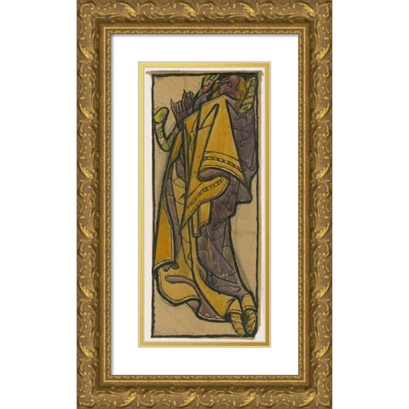 Ján Novák 10x18 Gold Ornate Wood Frame and Double Matted Museum Art Print Titled - Design of Glass Window I