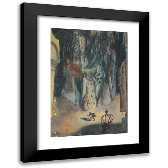 Ján Novák 14x18 Black Modern Framed Museum Art Print Titled - Study for a Slovak Fairytale I