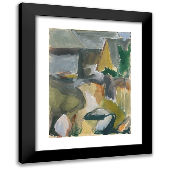 Ján Novák 18x24 Black Modern Framed Museum Art Print Titled - Cottages (1940-1944)