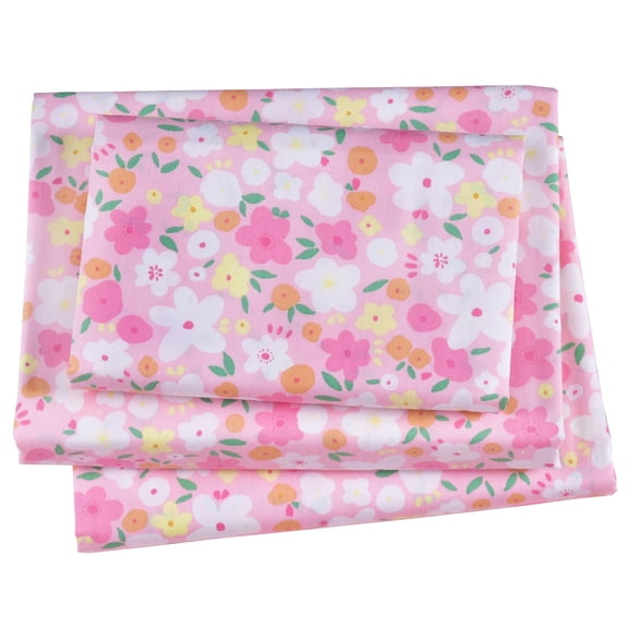 J-pinno Pink Flower Floral Cute Cartoon 100% Cotton 3 Pieces Twin Sheet Set for Kids Girls Children Flat Sheet + Fitted Sheet + Pillowcase Bedding Decoration Gift Set